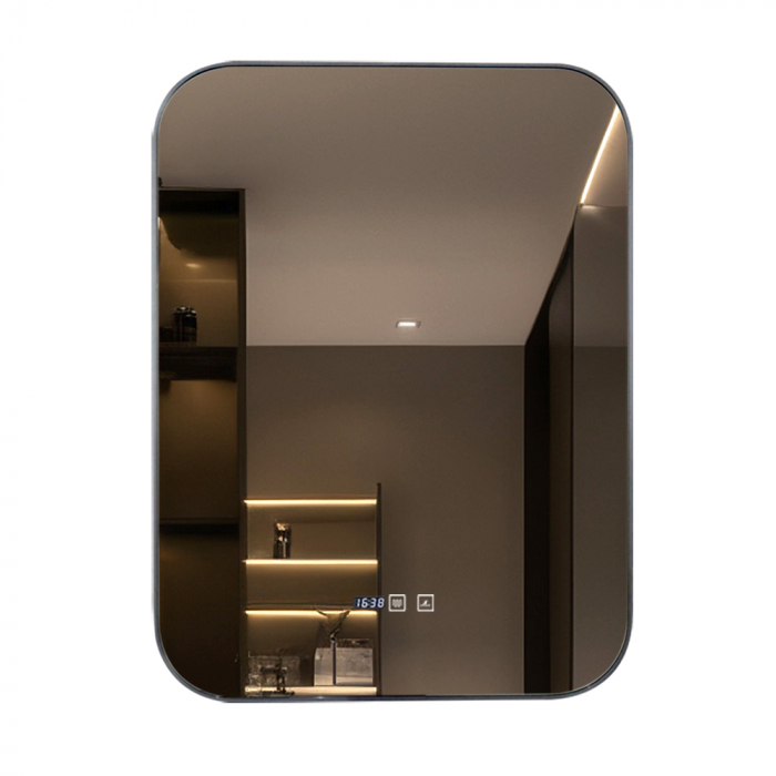 Oglinda Cu LED J187 pentru baie 60x80 cm Sistem Dezaburire Senzor Touch Ceas Trei Tipuri de Lumina Smack [1]