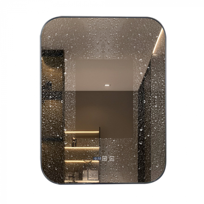 Oglinda Cu LED J187 pentru baie 60x80 cm Sistem Dezaburire Senzor Touch Ceas Trei Tipuri de Lumina Smack [2]