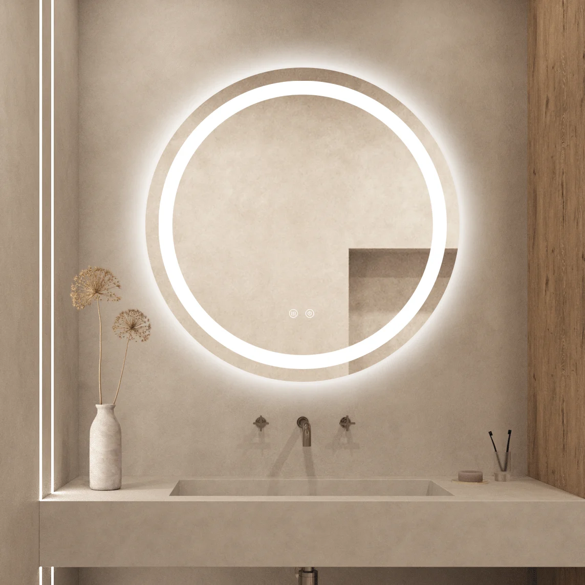 OGLINDA CU LED PENTRU BAIE 70 CM SISTEM DEZABURIRE SENZOR TOUCH TREI TIPURI DE LUMINA J105 Smack [2]