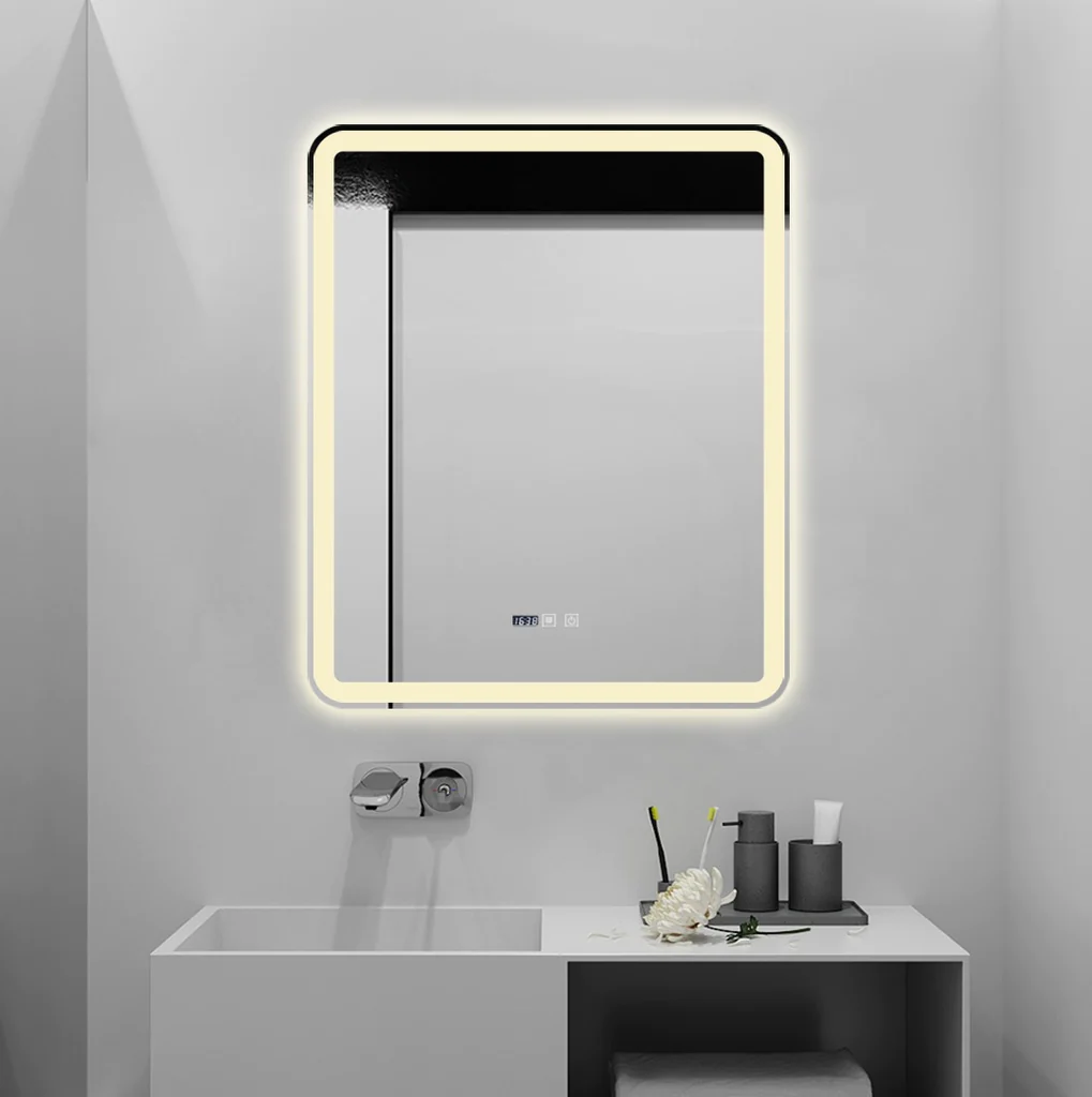 Oglinda LED 75x90cm Functie Dezaburire Ceas si Trei Lumini J169 [2]