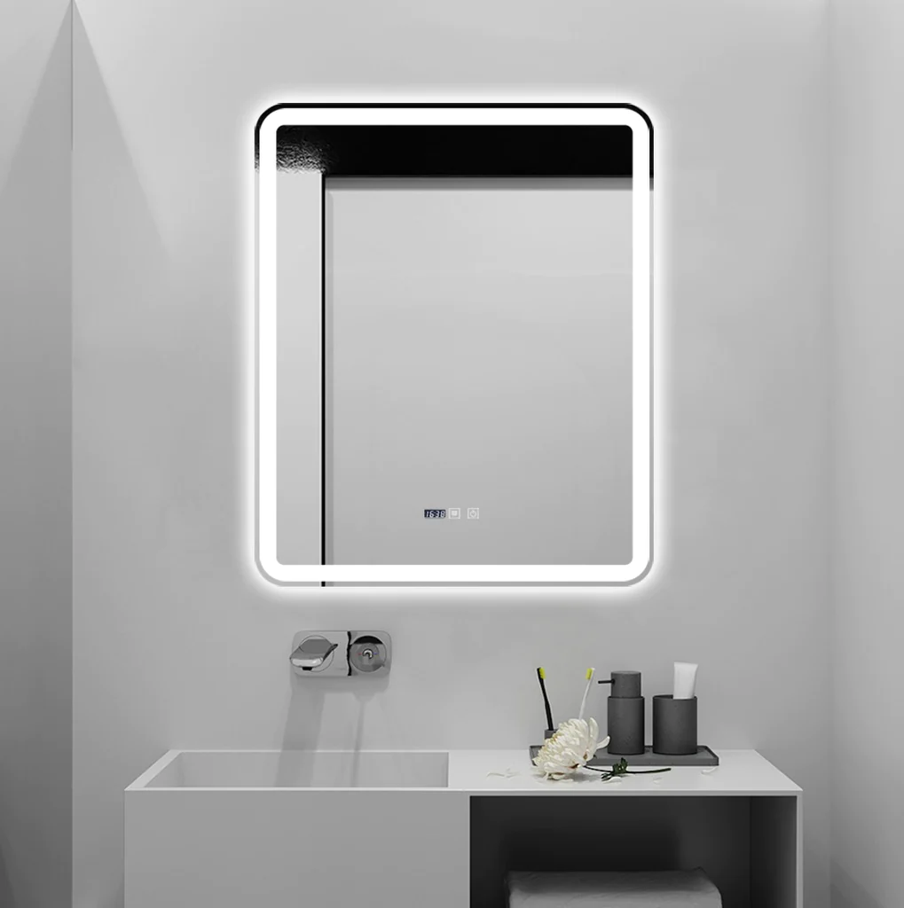 Oglinda LED 75x90cm Functie Dezaburire Ceas si Trei Lumini J169 [1]