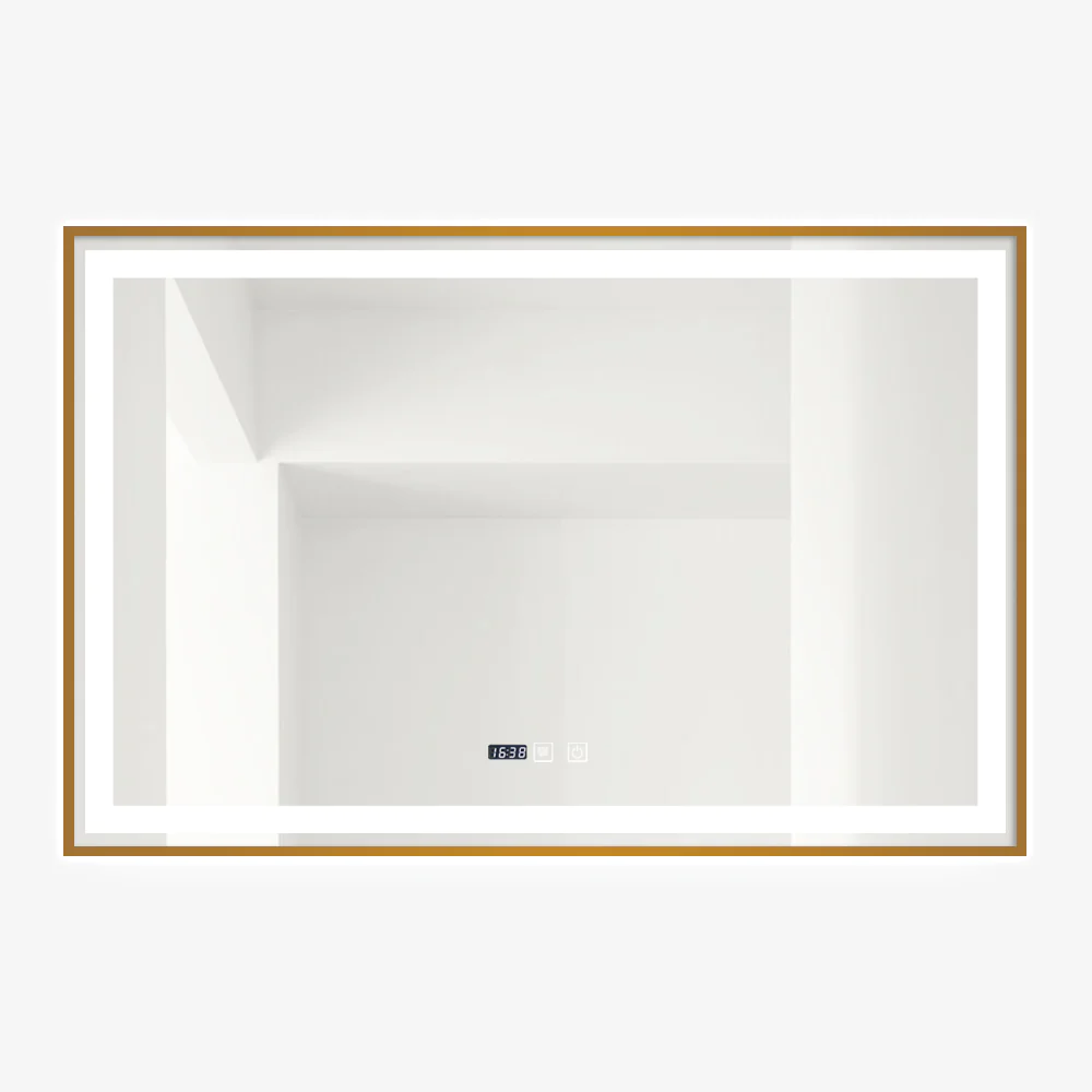 Oglinda Led Si Ceas Dezaburire Rama Rose Gold 100x65 cm Smack J28 [1]