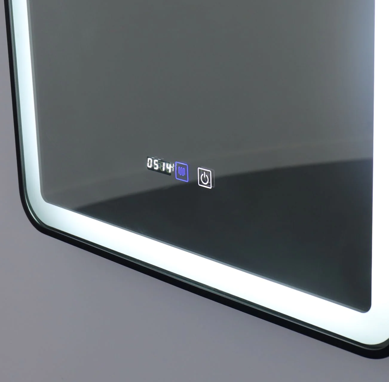 Oglinda LED Si Touch 60 X 90 Cm Cu Functie Dezaburire Si Ceas Rama Negru Mat J36 Smack [4]