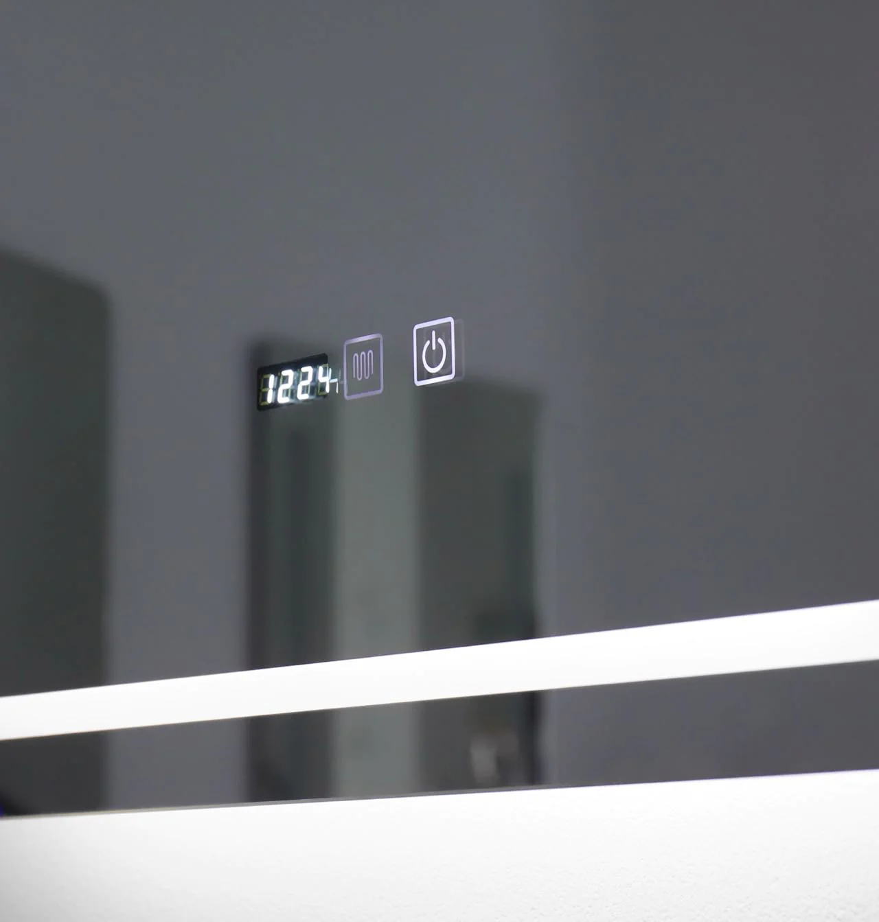 Oglinda LED Si Touch 60 X 90 Cm Cu Functie Dezaburire Si Ceas Rama Negru Mat J36 Smack [5]