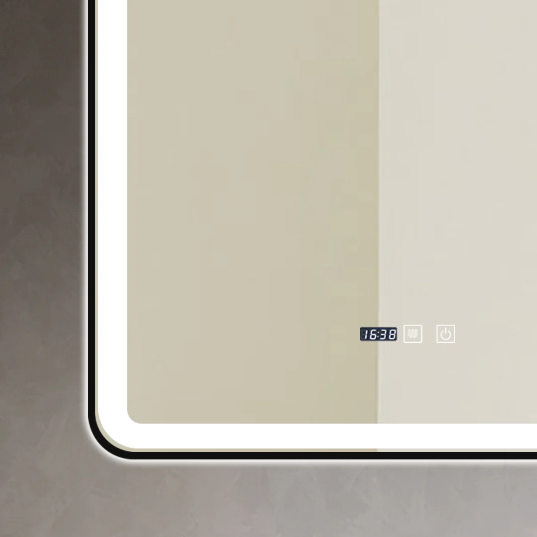 Oglinda LED Si Touch 70 X 90 Cm Cu Functie Dezaburire Si Ceas Rama Negru Mat FNF J39 Smack [5]