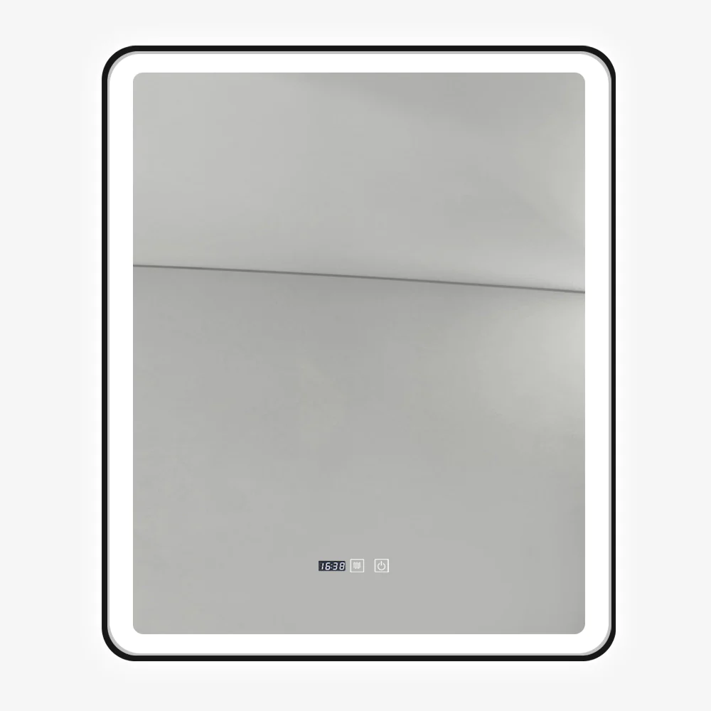 Oglinda LED Si Touch 75 X 90 Cm Cu Functie Dezaburire Si Ceas Rama Negru Mat J37 Smack [1]