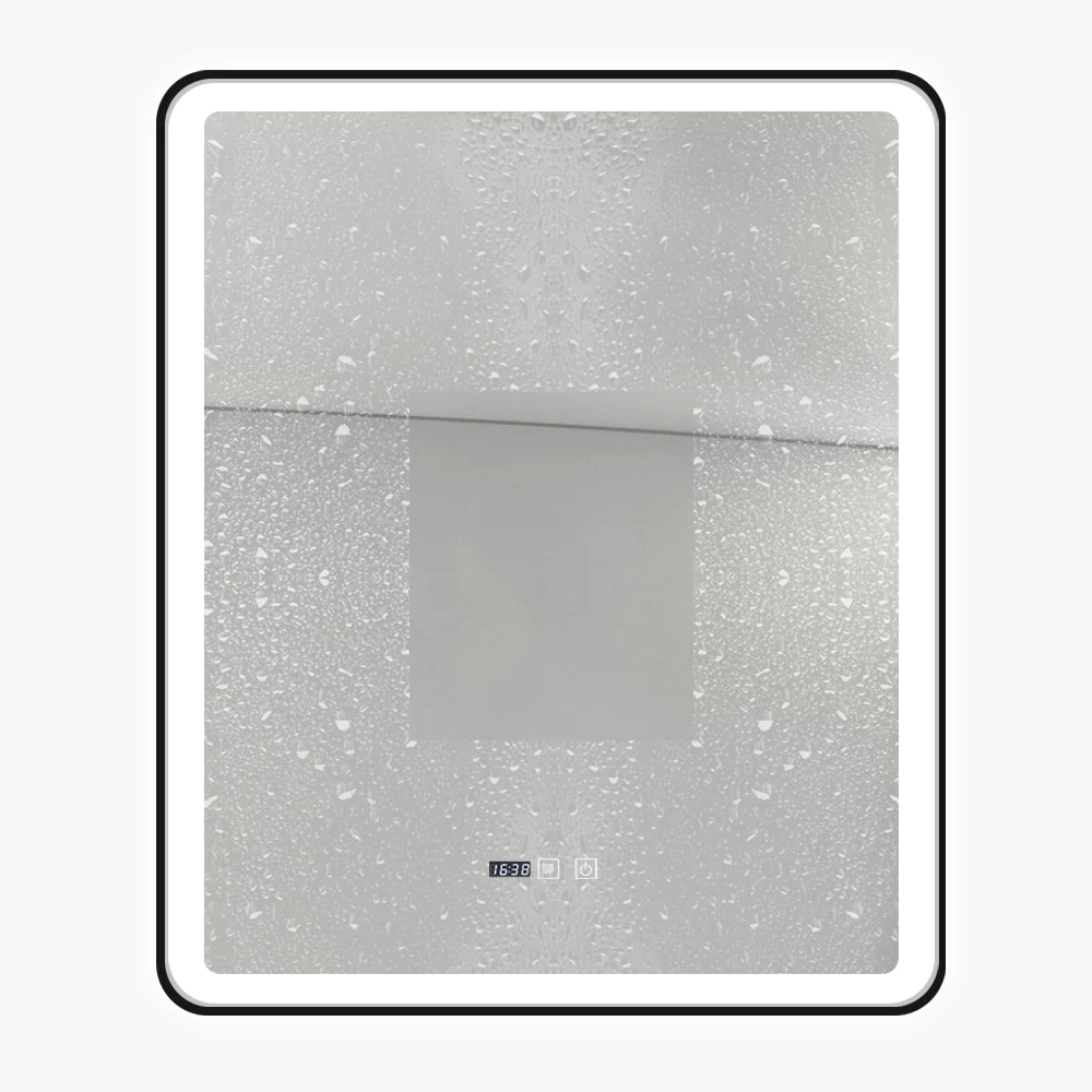 Oglinda LED Si Touch 75 X 90 Cm Cu Functie Dezaburire Si Ceas Rama Negru Mat J37 Smack [2]
