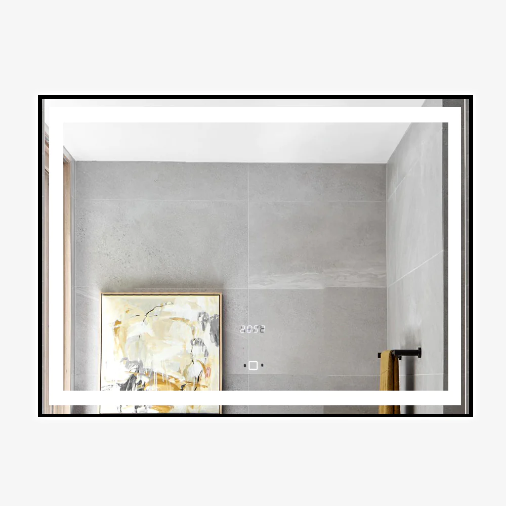 Oglinda LED Si Touch 80 X 60 Cm Cu Ceas Rama Negru Mat J130 Smack [1]