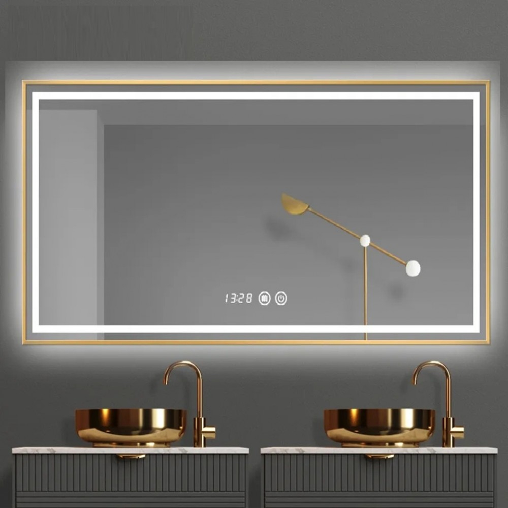 Oglinda Led Si Touch Cu Functie Dezaburire 100X80cm Rama Bronz Antichizata  J44 Smack [1]