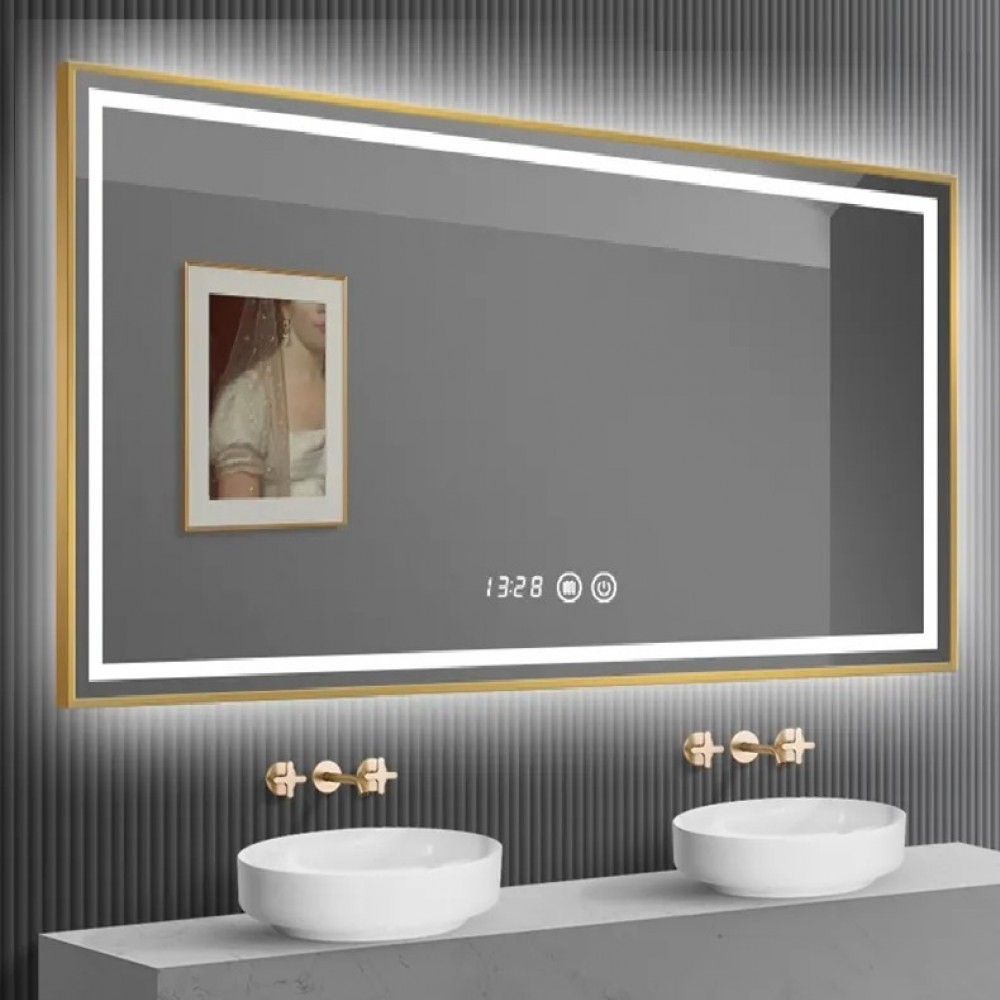 Oglinda Led Si Touch Cu Functie Dezaburire 120 X 80cm Rama Bronz Antichizata J47 Smack [2]
