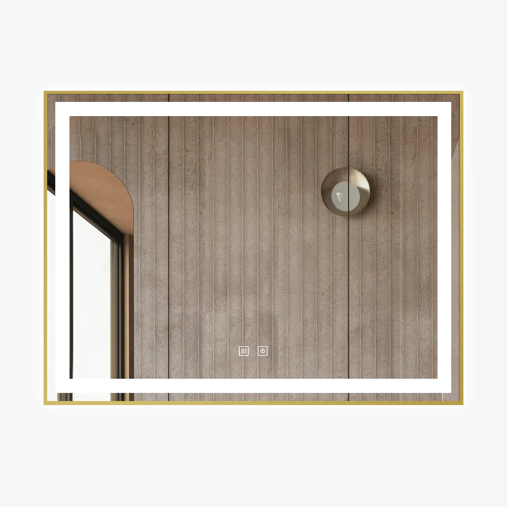 Oglinda LED Si Touch Cu Functie Dezaburire 80 X 60 Cm Rama Bronz Antichizat Smack J107 [1]
