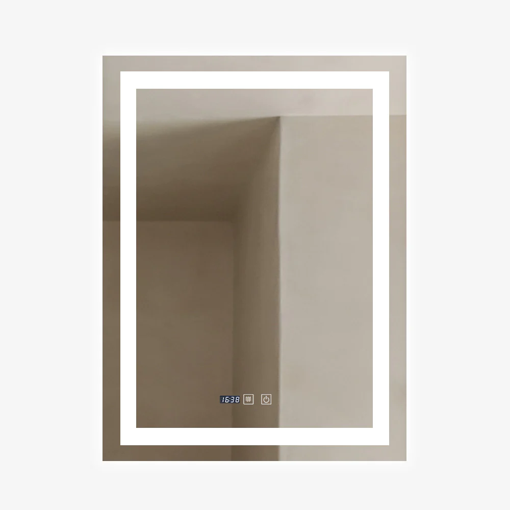 Oglinda LED Si Touch Cu Functie Dezaburire Si Ceas Doua Tipuri Lumina 60 X 80 Cm  J09-1 Smack [1]