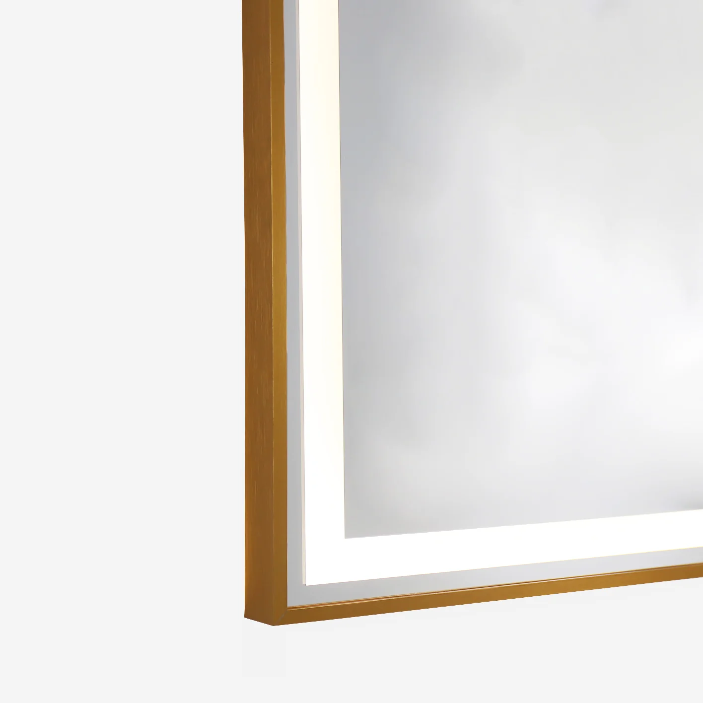 Oglinda LED Si Touch Cu Functie Dezaburire Si Ceas Rama Aurie 100 X 80 Cm  J43 Smack [5]