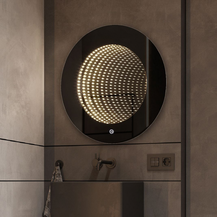 Oglinda LED Si Touch Rotunda 80 cm cu trei tipuri de lumina cu rama neagra Smack J183F-80 [5]