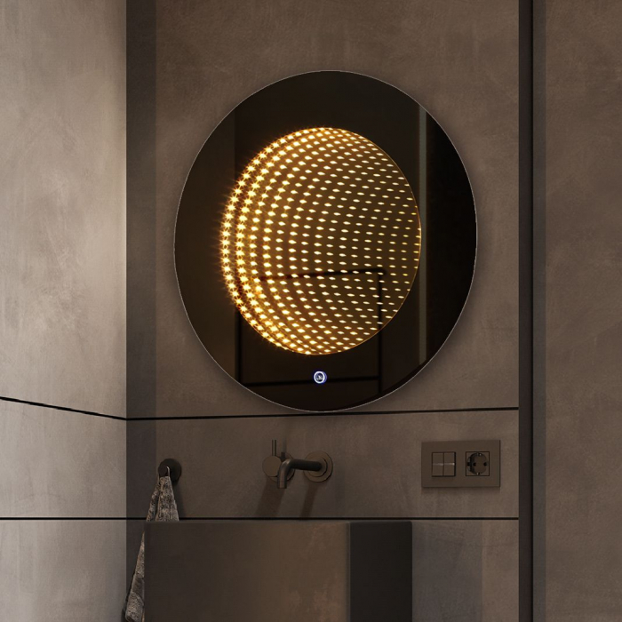 Oglinda LED Si Touch Rotunda 80 cm cu trei tipuri de lumina cu rama neagra Smack J183F-80 [6]