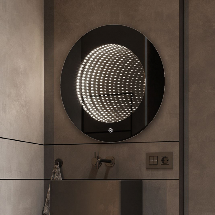Oglinda LED Si Touch Rotunda 80 cm cu trei tipuri de lumina cu rama neagra Smack J183F-90 [4]