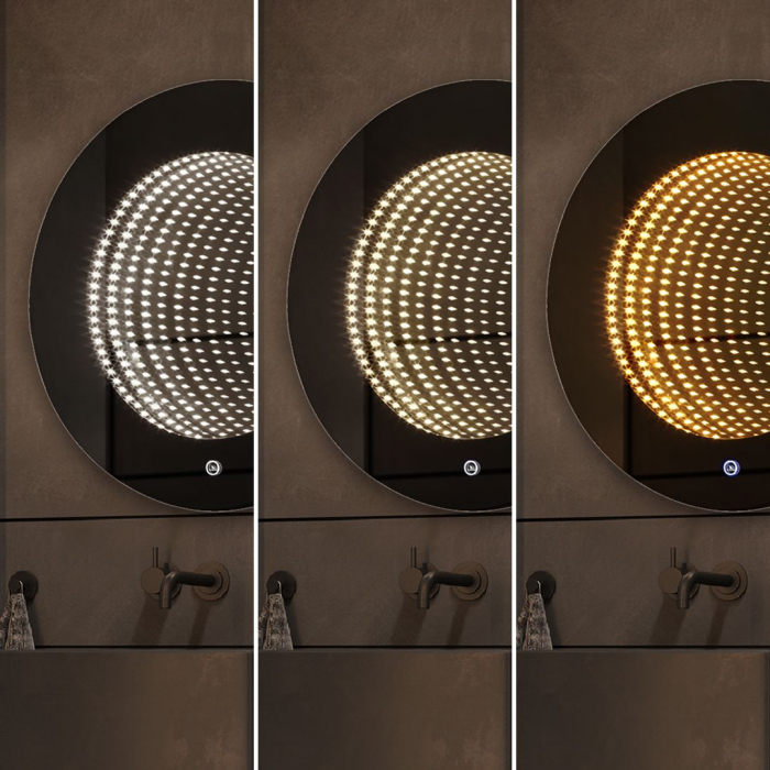 Oglinda LED Si Touch Rotunda 80 cm cu trei tipuri de lumina cu rama neagra Smack J183F-90 [7]
