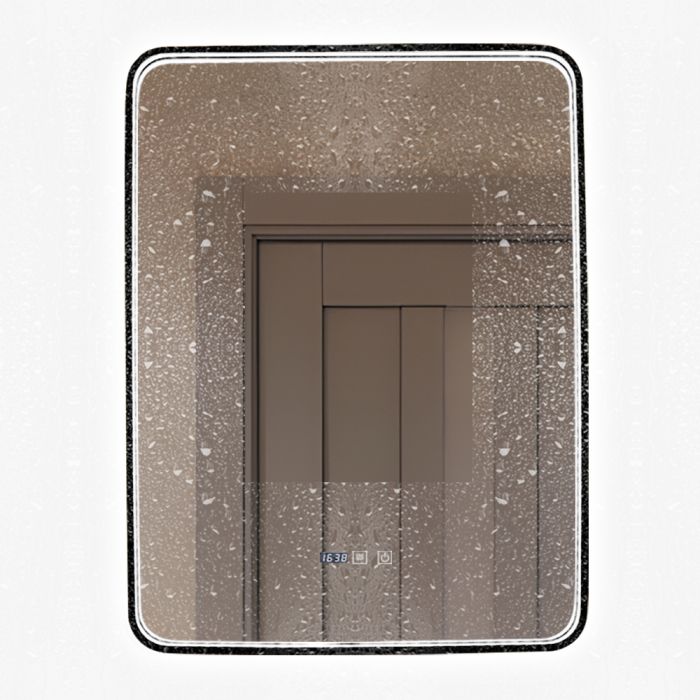 Oglinda LED Si Touch Model 1068-B Cu Functie Dezaburire Si Ceas Rama Neagra 60 X 80 Cm Smack [2]