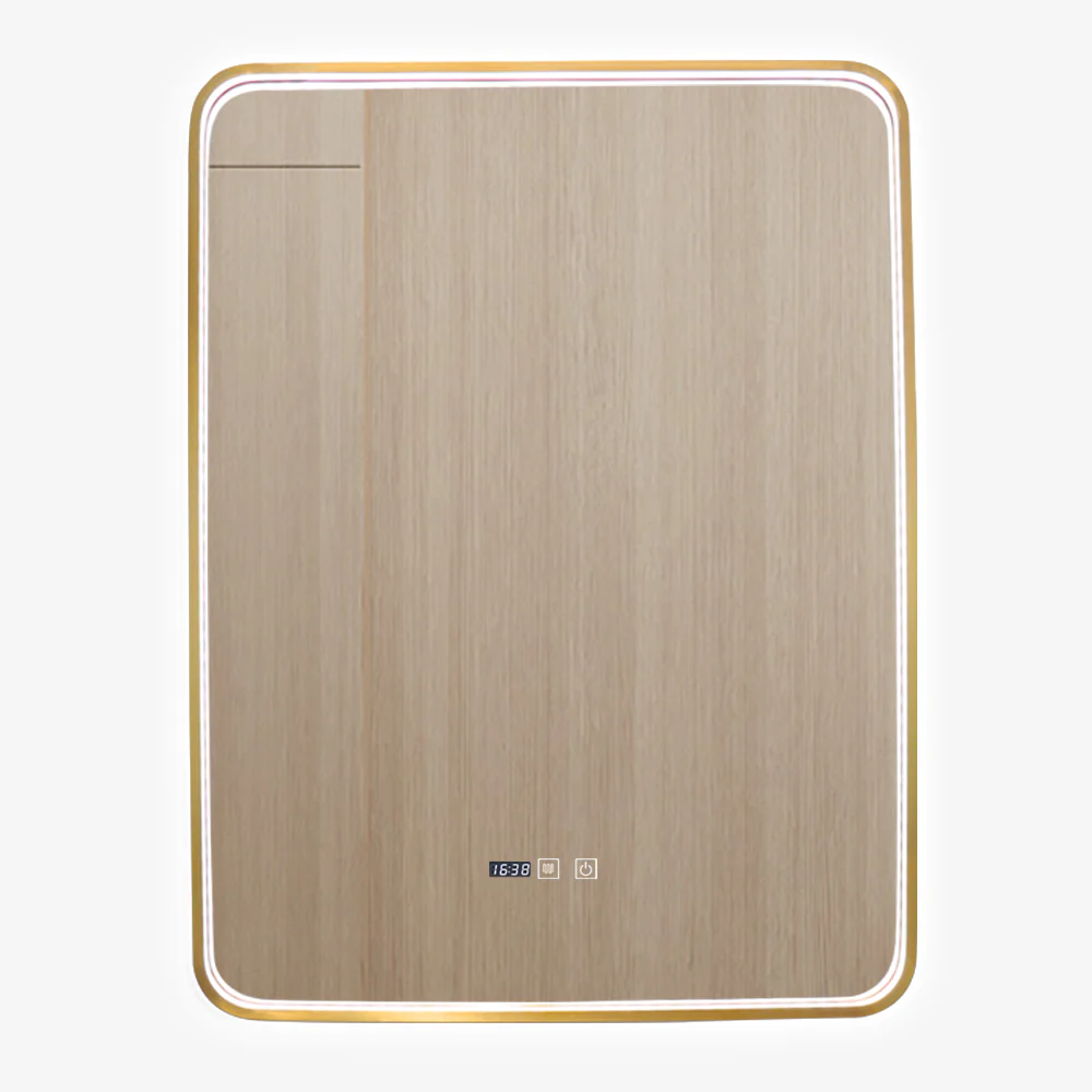 Oglinda LED Si Touch Model Cu Functie Dezaburire Si Ceas Rama Auriu-Bronz 60 X 80 Cm 1068-G Smack [1]