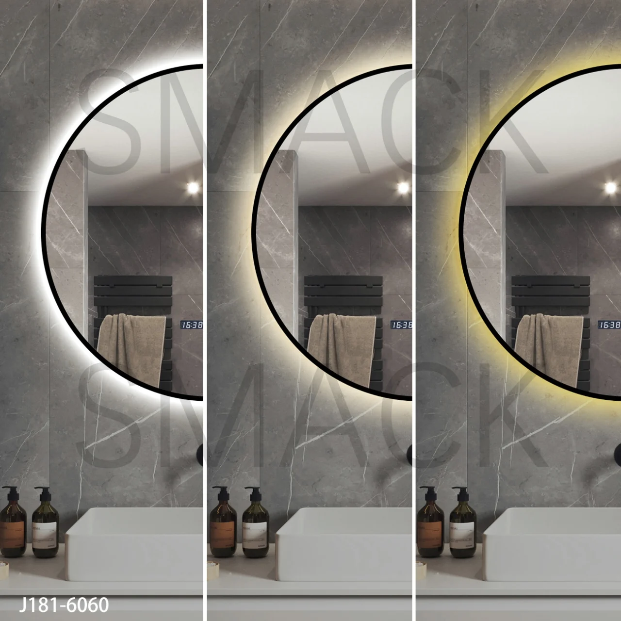 Oglindă LED Touch Premium Dezaburire Rama Negra 3 Tipuri Lumină  Smack J181-60 [9]
