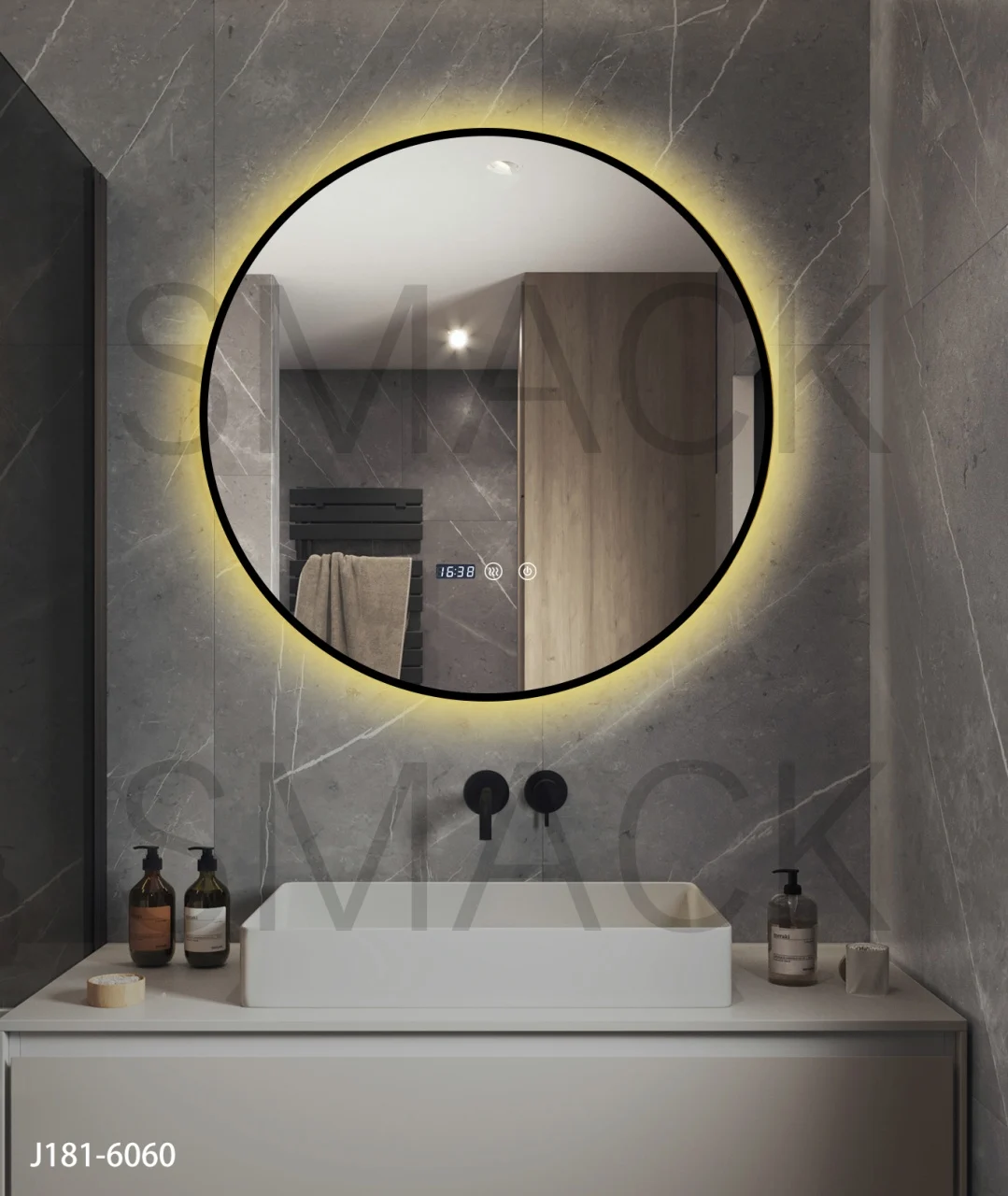 Oglindă LED Touch Premium Dezaburire Rama Negra 3 Tipuri Lumină  Smack J181-60 [5]