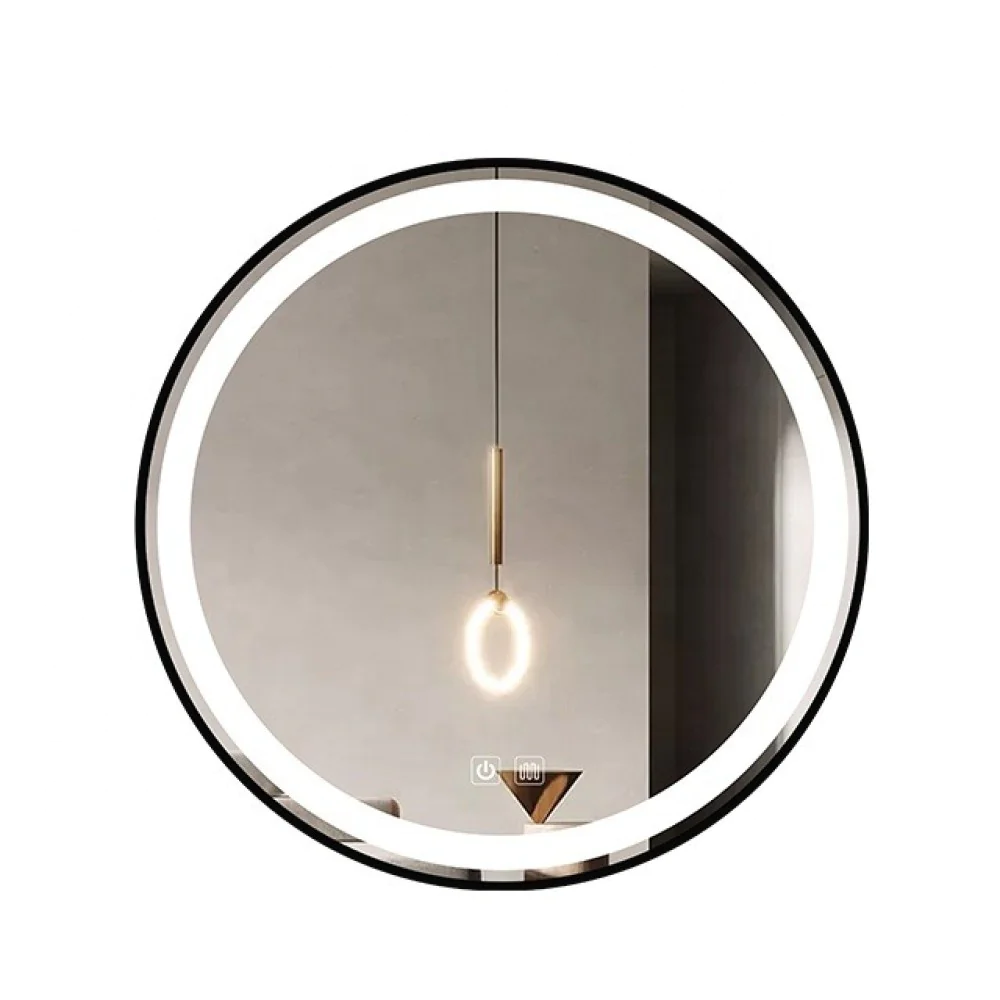 Oglinda Rotunda 70 X 70 Cm Functie Dezaburire Rama Negru Mat LED Touch Smack J10 [1]