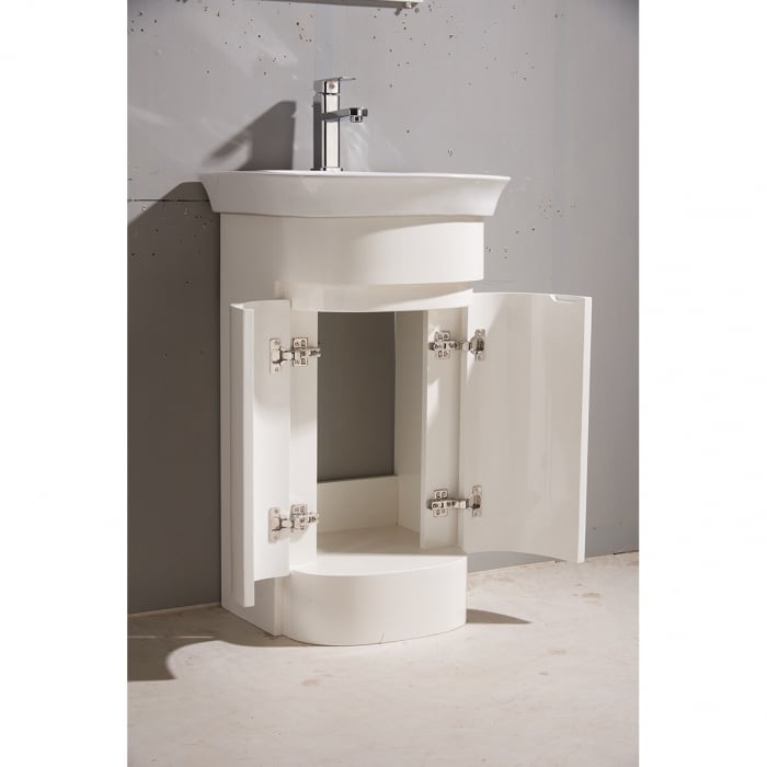 Set Mobilier Baie Smack Lavoar Ceramic Si Oglinda 7384 Alb 60 cm [3]