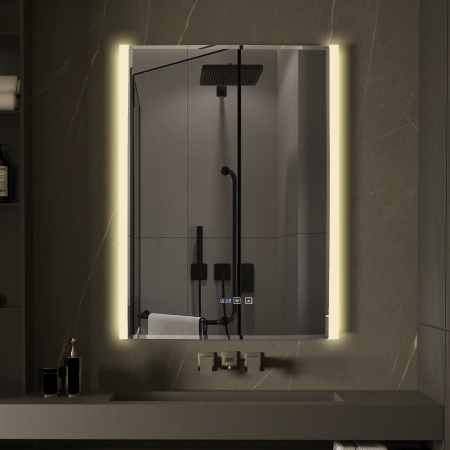 Oglinda Cu LED J189 pentru baie 60x80 cm Sistem Dezaburire Senzor Touch Ceas Trei Tipuri de Lumina Smack [8]