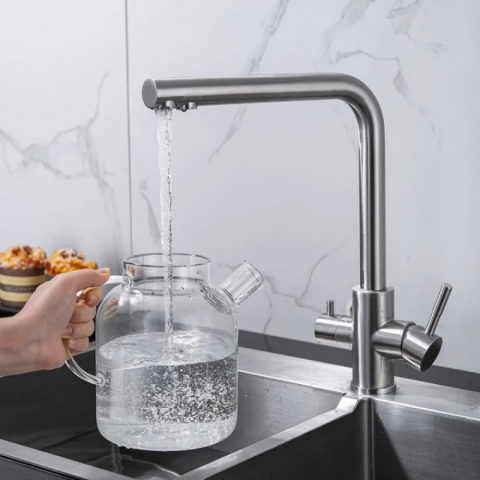 Baterie Bucatarie cu 3 Cai Inox Apa Filtrata 1754 Smack [2]