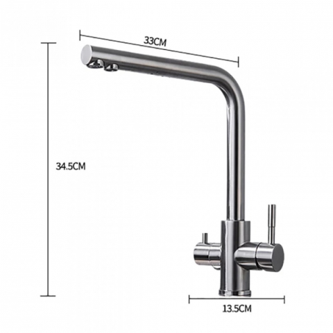 Baterie Bucatarie cu 3 Cai Inox Apa Filtrata 1754 Smack [1]