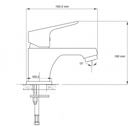 Baterie de lavoar cu teava fixa Smack 8752 [3]
