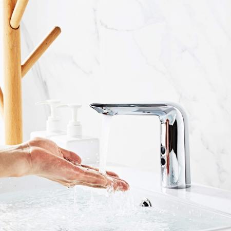 Baterie lavoar cu senzor Chrome Neo design modern din alama crom SMK158 Smack [5]