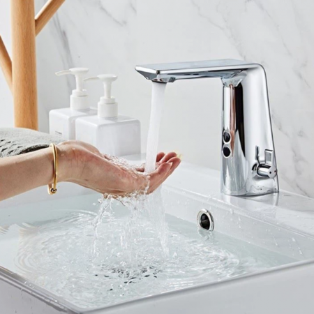 Baterie lavoar cu senzor Radiant Silver design modern din alama crom SMK190 Smack [2]