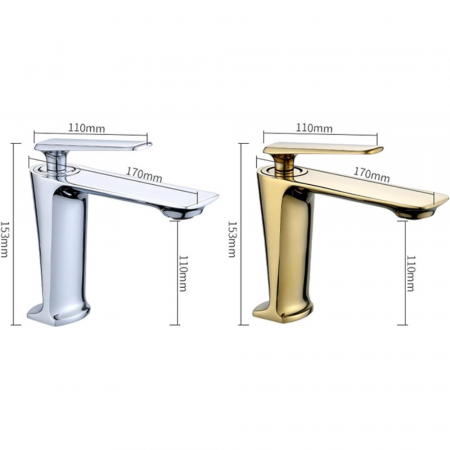 Baterie lavoar Essential Golden design modern din alama auriu SMK001 Smack [2]