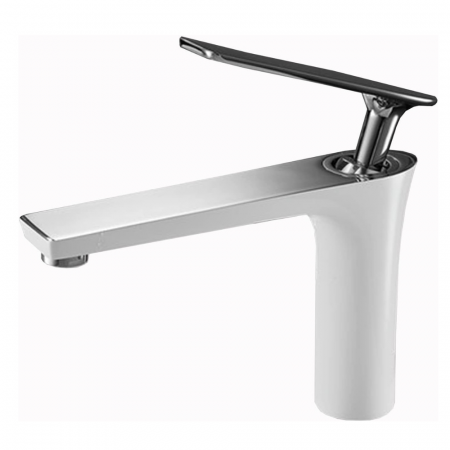 Baterii baie - Baterie lavoar Nordic White design modern din alama medie alb SMK030 Smack