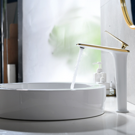 Baterie lavoar Pure Simplicity design modern din alama inalta alb SMK004 Smack [1]