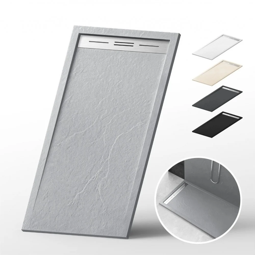 Cadita Baie Din Compozit 100x90 cm cu Sifon Culoare Gri LS GT-12090-GLS [2]