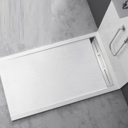 Cadita de dus Minimalist Oasis 90x80cm din compozit cu sifon alb GT-9080LS-WH Smack [2]