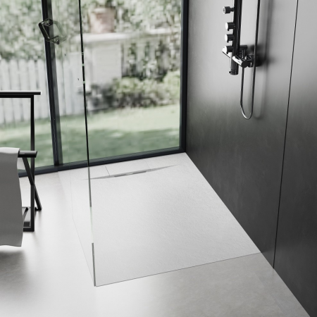 Cadita de dus - Cadita de baie Smooth Line Design 120x80cm din compozit cu sifon alb GT-12080US-WH Smack