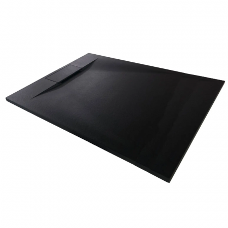 Cadita de baie Smooth Line Design 90x90cm din compozit cu sifon negru GT-9090US-BK Smack [1]