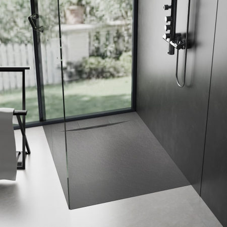 Cadita de dus Smooth Line Design 100x70cm din compozit cu sifon negru GT-10070US-BK Smack [1]