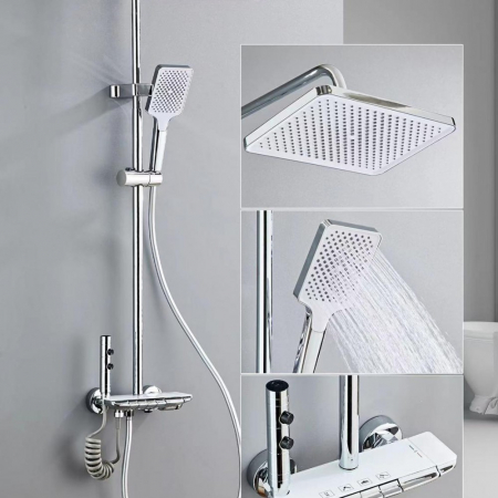 Coloana Dus 4 Functii Cromat Polita Sticla Alba Smack 1807E [1]