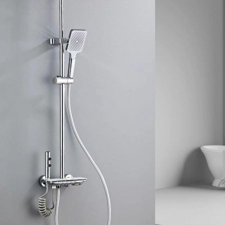 Coloane si seturi de dus - Coloana Dus 4 Functii Cromat Polita Sticla Alba Smack 1807E