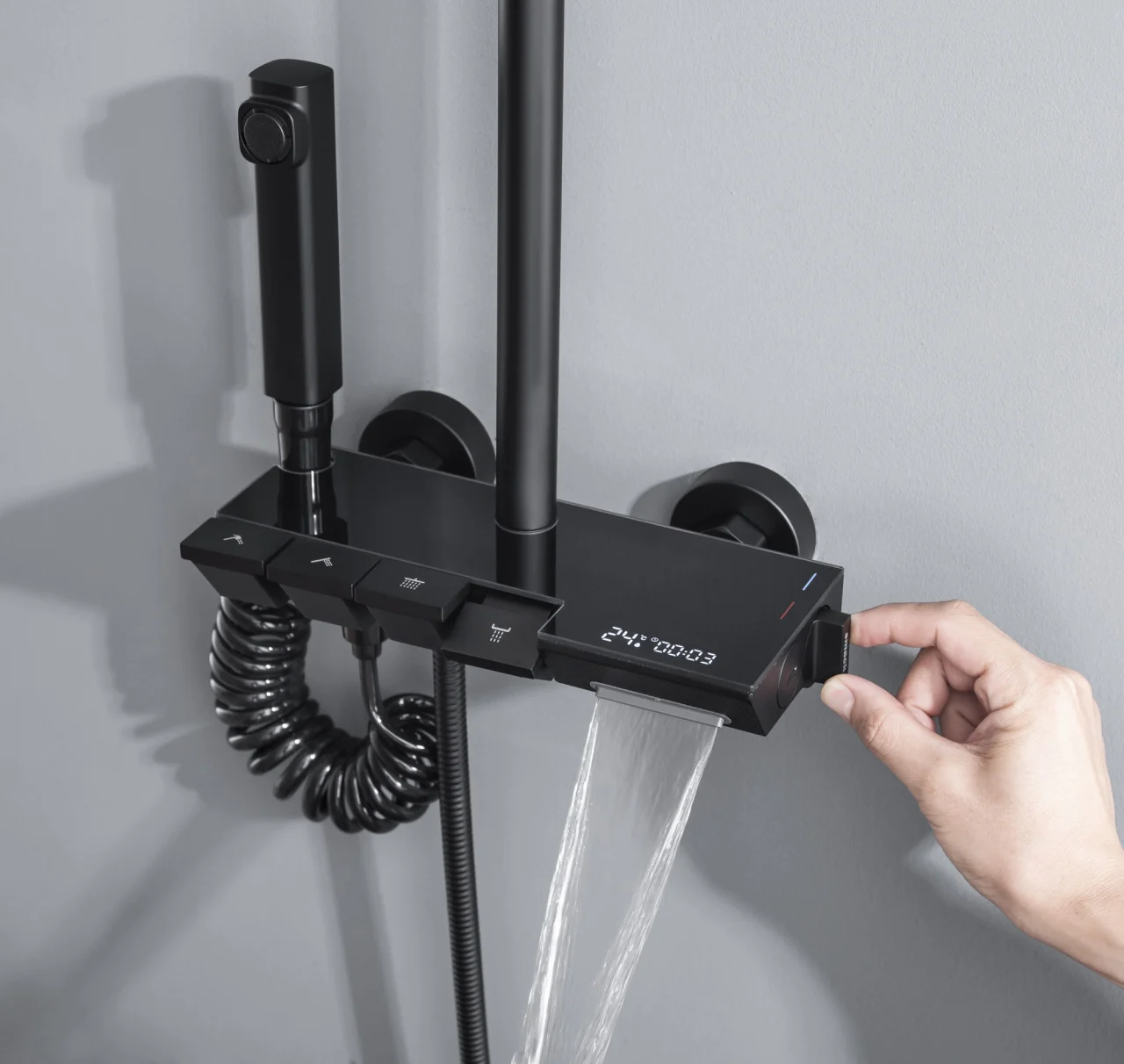 Coloana Dus Negru Mat Afisaj Lcd Temperatura Apa Smack 5023-1 [1]