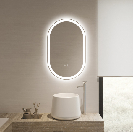 Oglinda Baie Led si Dezaburire 55x100 cm cu Senzor Tactil si trei tipuri de lumina Smack SMK J120-55100 [1]