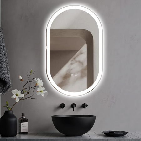 Oglinzi - Oglinda Baie Led si Dezaburire 50x100 cm cu Senzor Tactil si trei tipuri de lumina Smack SMK J120-50100