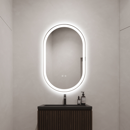 Oglinzi - Oglinda Baie Led si Dezaburire 55x100 cm cu Senzor Tactil si trei tipuri de lumina Smack SMK J120-55100