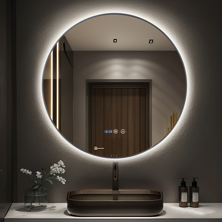 Oglindă Baie LED și Dezaburire ceas Premium cu Senzor Touch 70 cm J186 Smack [6]