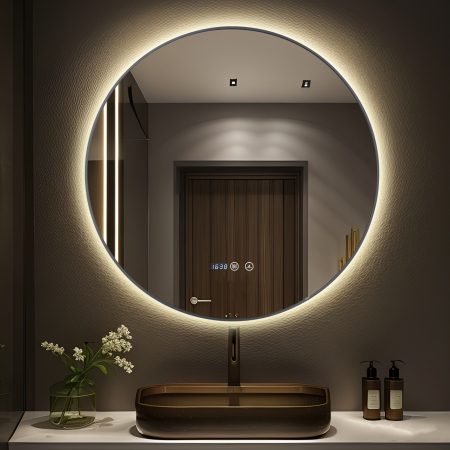 Oglindă Baie LED și Dezaburire ceas Premium cu Senzor Touch 70 cm J186 Smack [7]