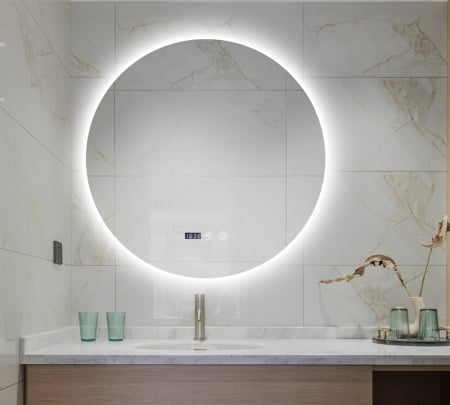 Oglindă Baie LED și Dezaburire ceas Premium cu Senzor Touch Lumina Rece Caldă și Neutră 80 cm lumina ambientala spate J170-80 Smack [5]